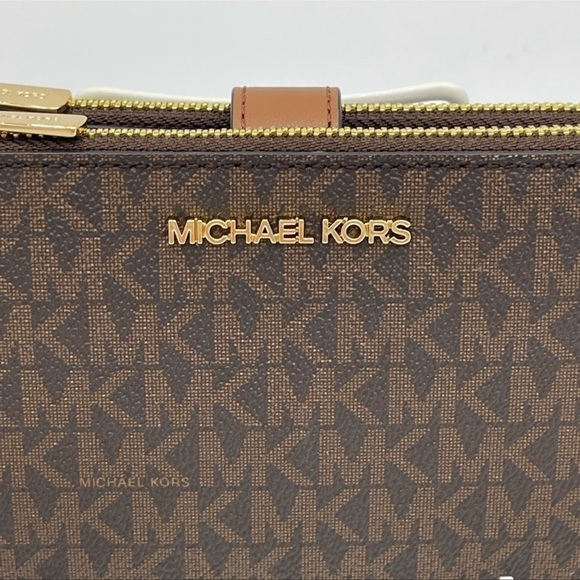 Michael Kors Large Double Zip Wallet Wristlet Brown - Picture 3 of 9